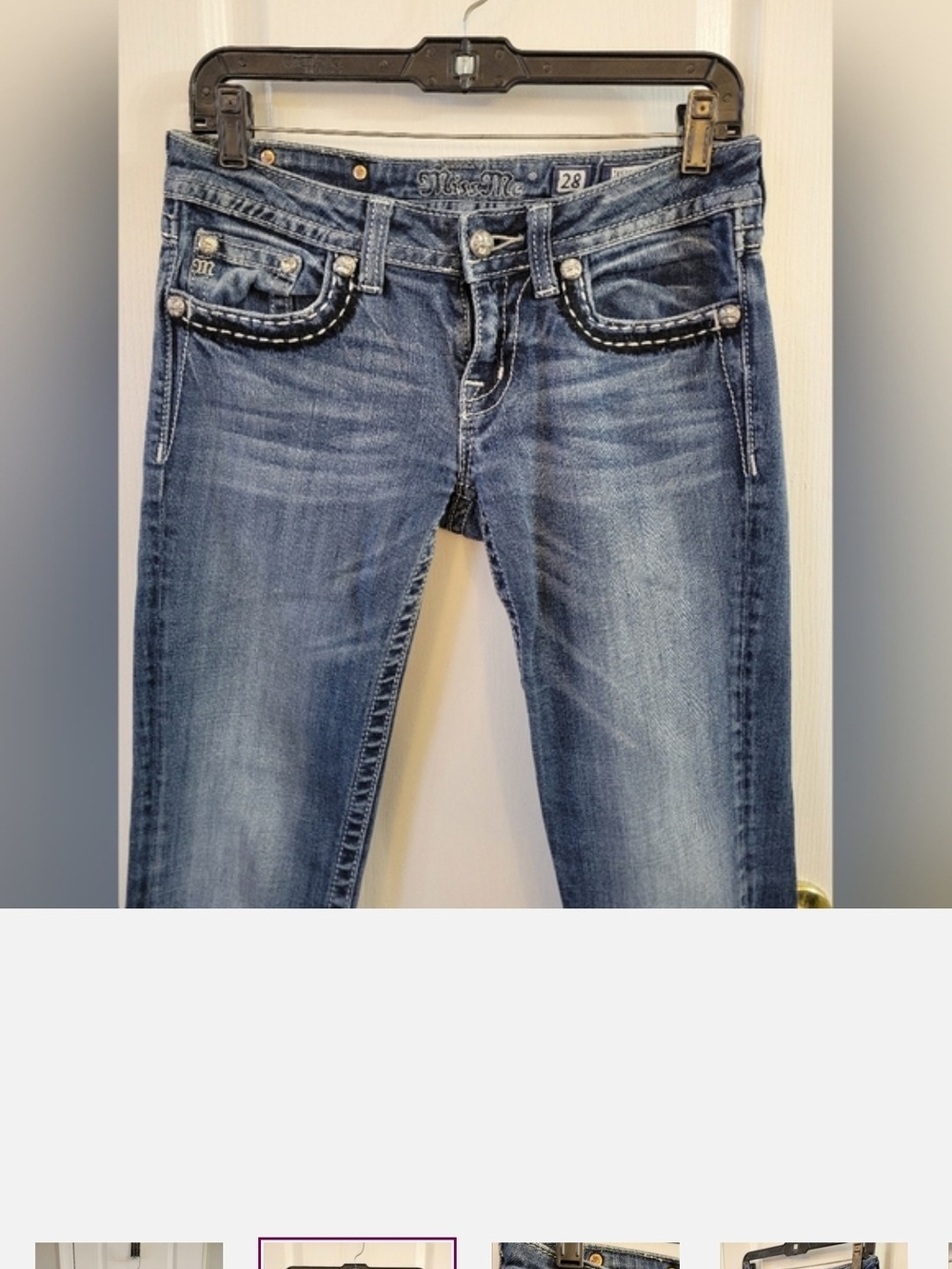 Miss Me Women's Blue Distressed Slim Jeans - Size 28 Great Condition